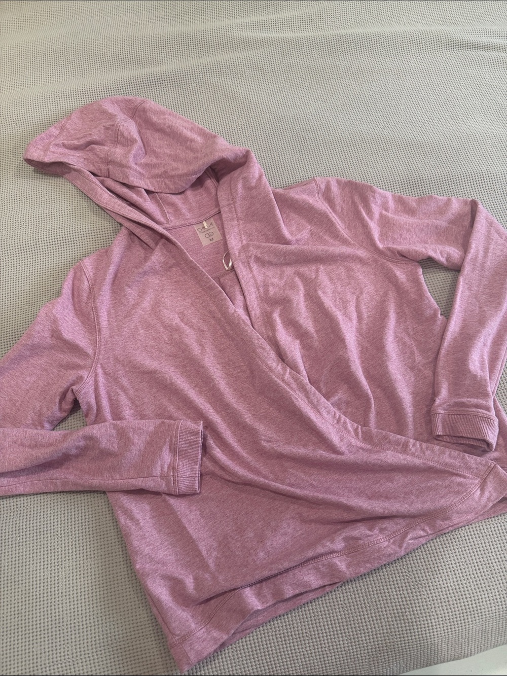 CALIA by Carrie Underwood Heathered Mauve Hooded Wrap Top